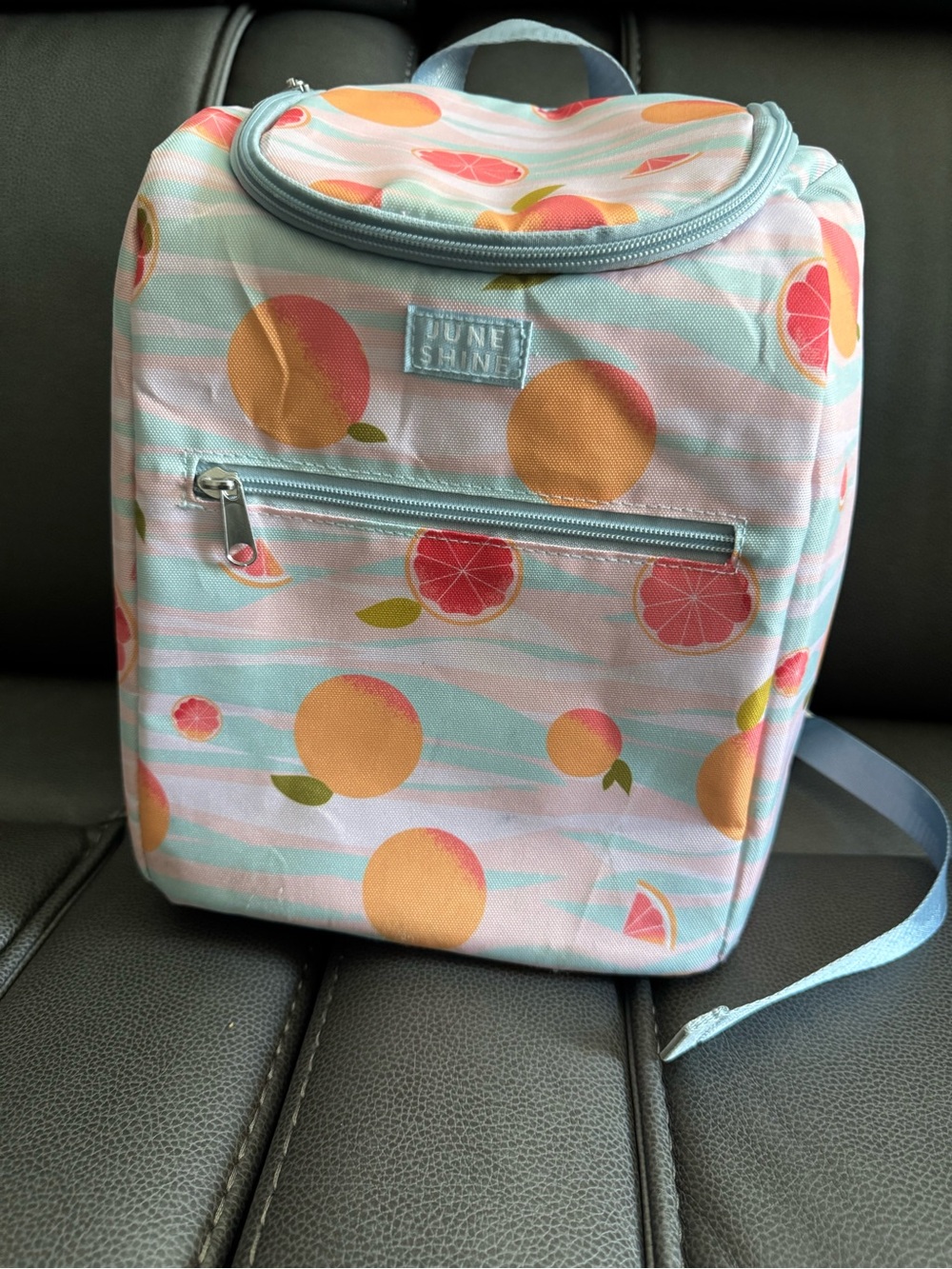 Peach-Pattern Light Blue Lunch Backpack